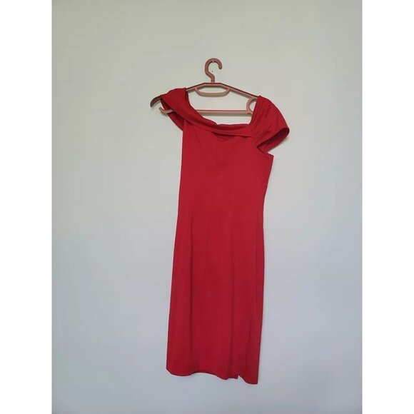 Belle Poque Women S Mini Dress Red Asymmetrical Side Slit Pleated Cocktail NWT - Picture 2 of 5